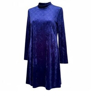 Tiana B. Royal Blue Crushed Velvet Long Sleeve Swing Dress